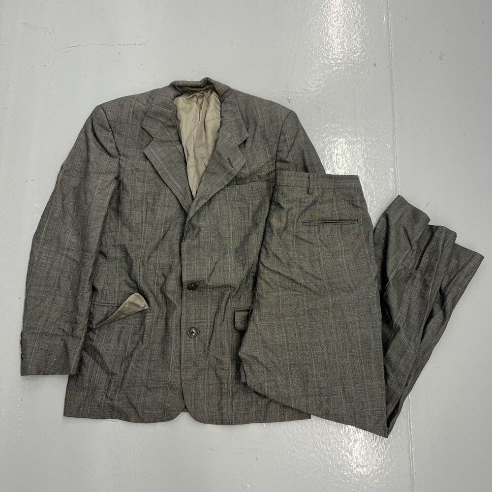 Vintage 70s Christian Dior Monsieur Grey Pattern Suit